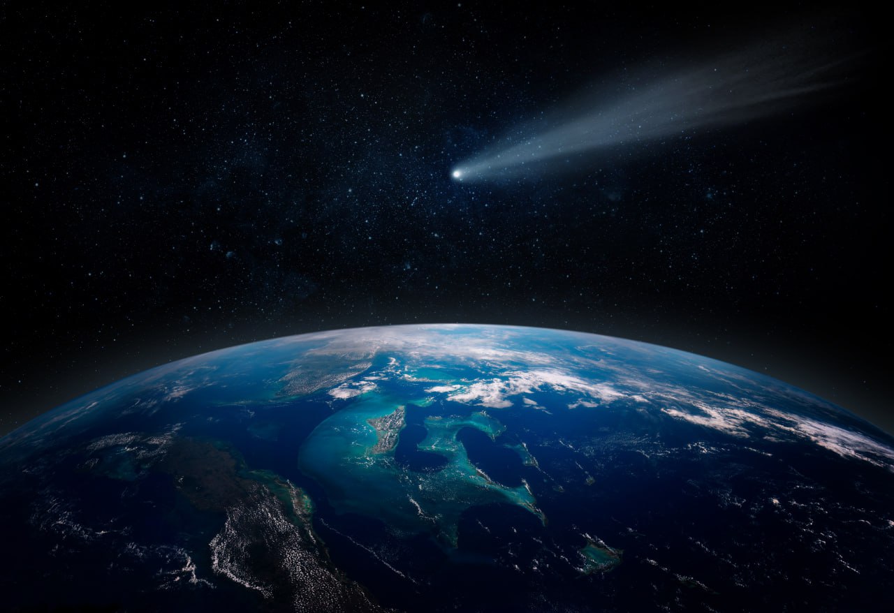 Космос. Астероид и земля. Астероид 2023. Огромный астероид приближается к земле.